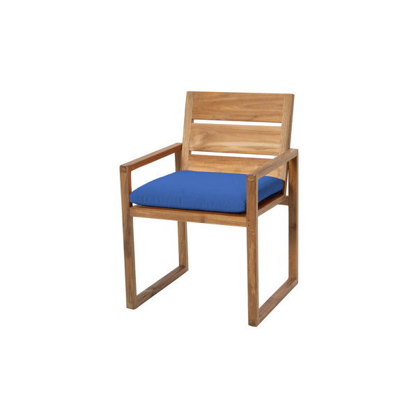 AllModern Uvita Teak Patio Dining Armchair with Cushion Wayfair Canada